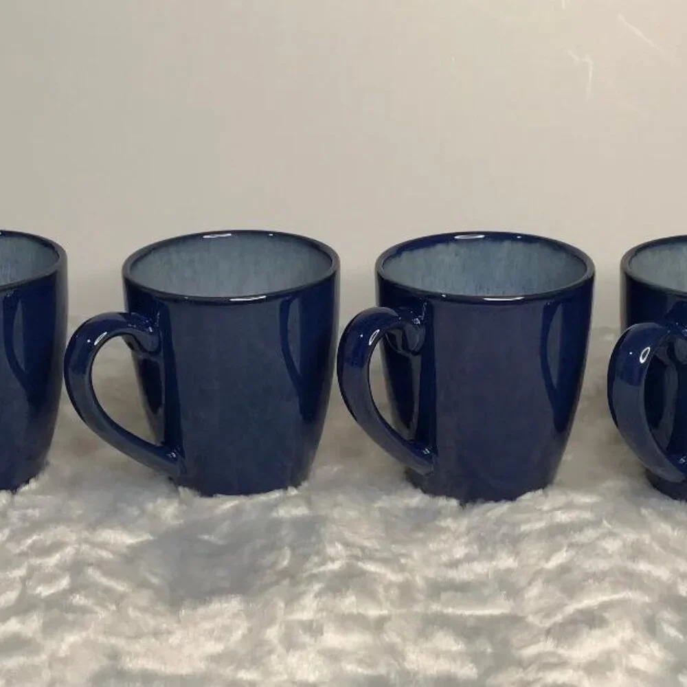 Pier 1 ~ Blue Azure Dip Dye Coffee Mugs / Cups - Set of 4 -‎ Retired